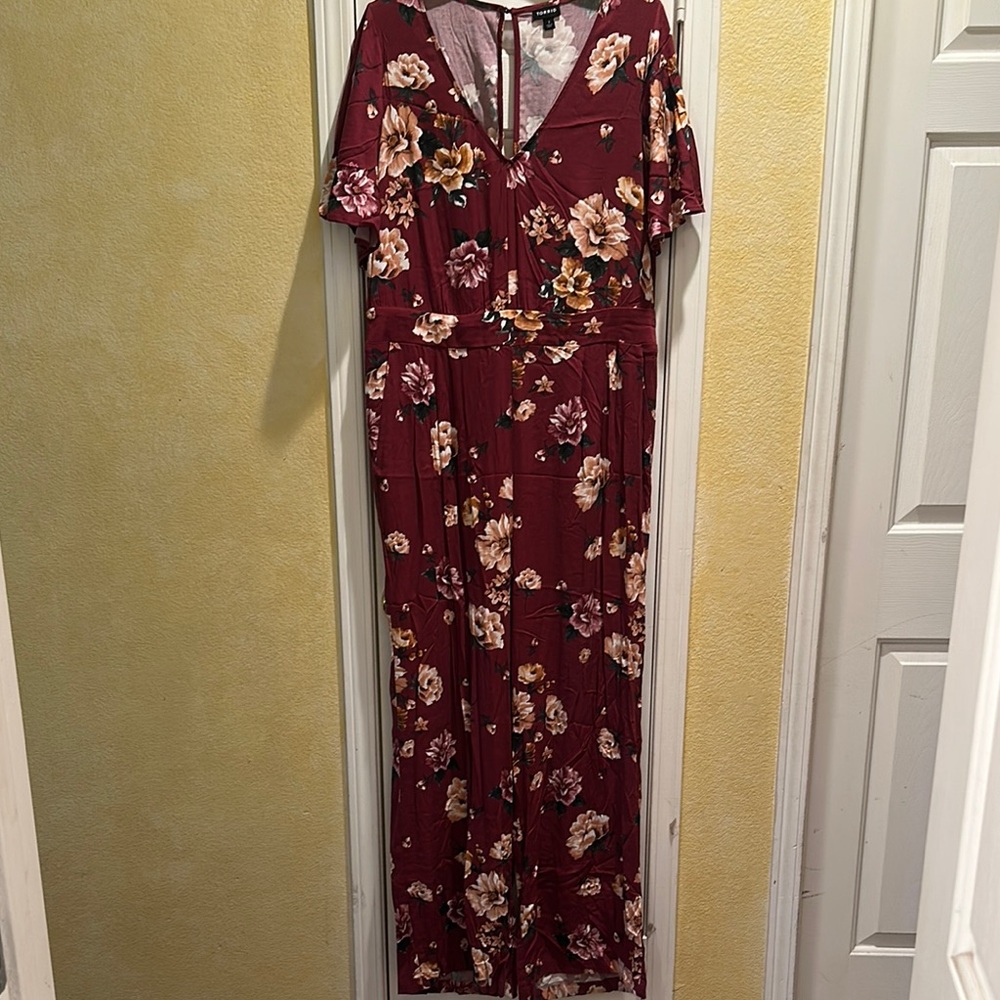 Torrid Floral Burgundy Jumpsuit